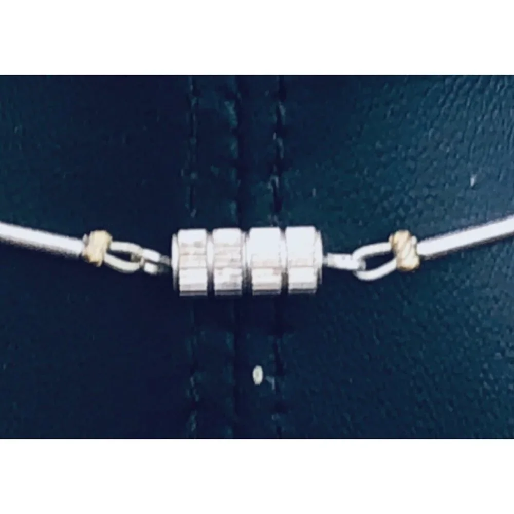 Handmade Liquid Silver, Hematite, and Faux Turquoise Bead Necklace Vintage - Picture 4 of 4